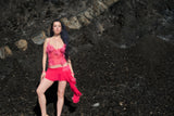 Flower bomb cami top and asymmetrical ruffle mini skirt set
