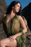 Ombré green sparkly asymmetrical mini dress