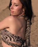 O-Ring zebra print halter top