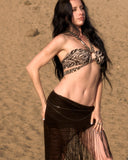 O-Ring zebra print halter top